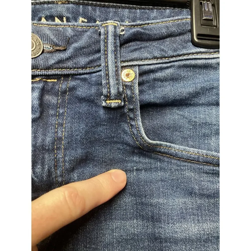 AE Airflex Slim Straight Jean Men 31x34 Distress Med Wash Americana Street Wear